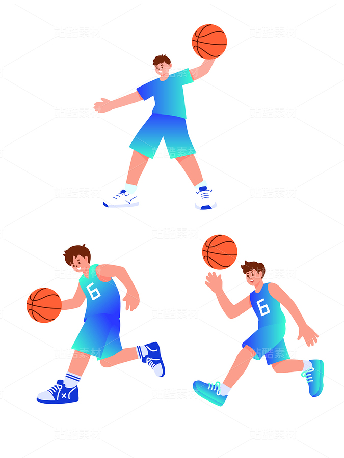青年打篮球人物矢量扁平风卡通插画（主预览-9128420） - 未分类 - 站酷设计师梦休斯原创素材 - 站酷ZCOOL