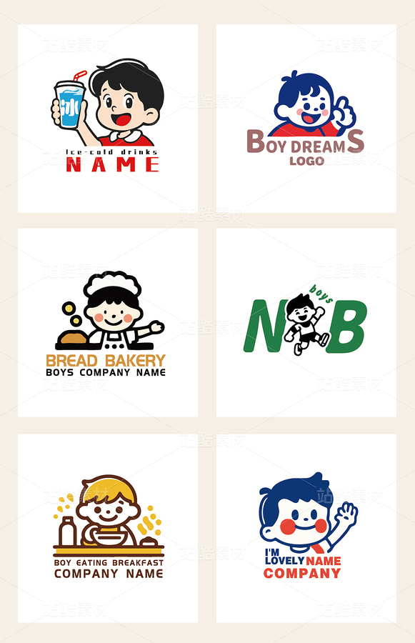 50+可爱小男孩原创设计-全套logo卡通（主预览-9128899） - 未分类 - 站酷设计师心梦创意原创素材 - 站酷ZCOOL