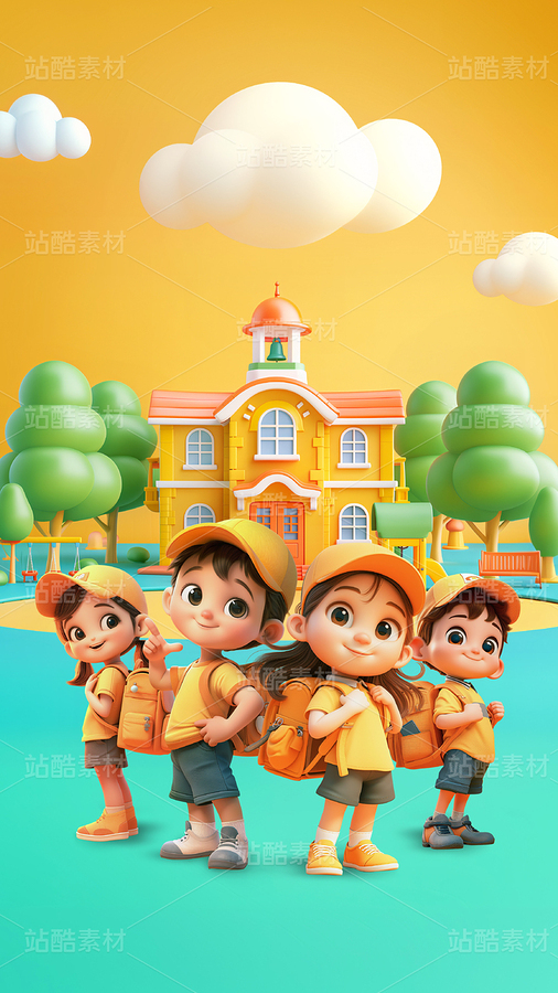 学校门口背着书包的男孩女孩PSD海报(主预览-9129294) - 未分类 - 站酷设计师jasonshow原创素材 - 站酷ZCOOL