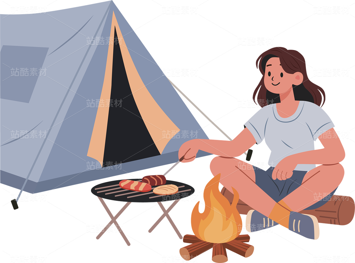 篝火露营的美女（主预览-9739658） - 未分类 - 站酷设计师cgchen.原创素材 - 站酷ZCOOL