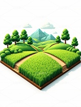 農田樹木遠山組成的田野風格PNG免摳素材2.5D、3D（導航-9739678） - 未分類 - 站酷設計師明原創(chuàng)素材 - 站酷ZCOOL