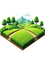 農田樹木遠山組成的田野風格PNG免摳素材2.5D、3D（導航-9739677） - 未分類 - 站酷設計師明原創(chuàng)素材 - 站酷ZCOOL