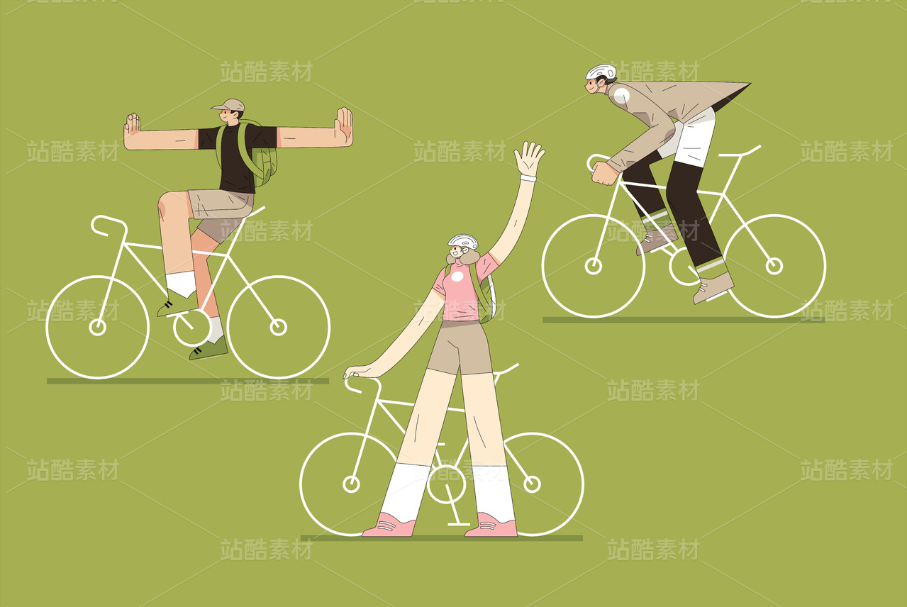 户外骑行矢量素材