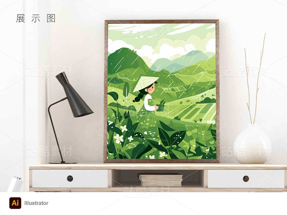 山野春雨節(jié)氣海報(bào)矢量插畫（主預(yù)覽-9741259） - 未分類 - 站酷設(shè)計(jì)師jasonshow原創(chuàng)素材 - 站酷ZCOOL