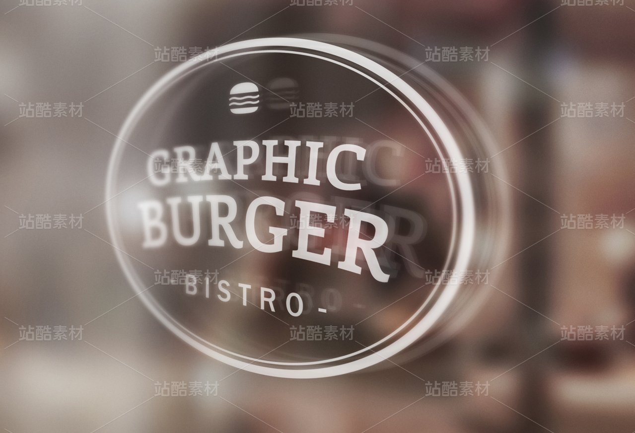玻璃上的贴纸logo-样机