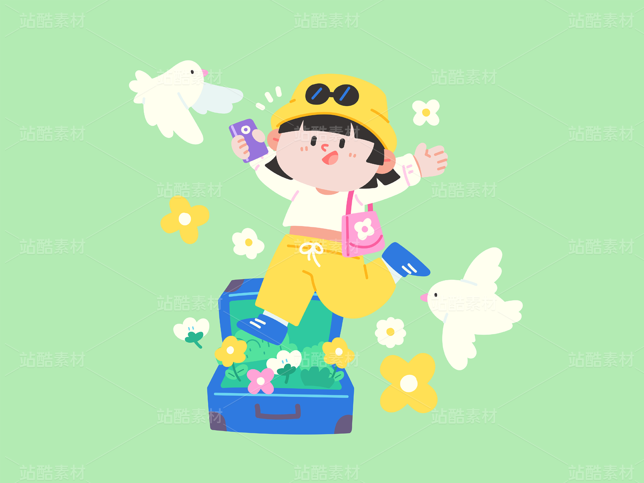 户外旅行女孩放飞自我