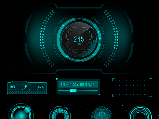 蓝色科技边框组件