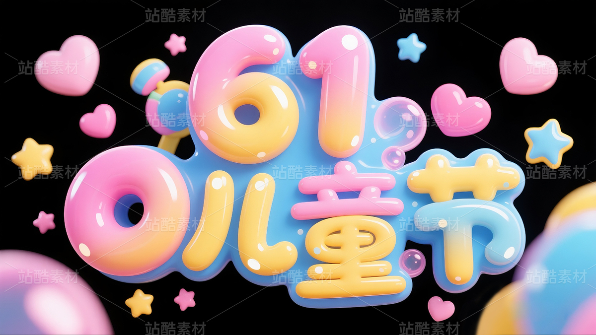 儿童节，圆润泡泡糖果渐变填充立体字，小星星，爱心（主预览-9778826） - 未分类 - 站酷设计师caimidoudou原创素材 - 站酷ZCOOL