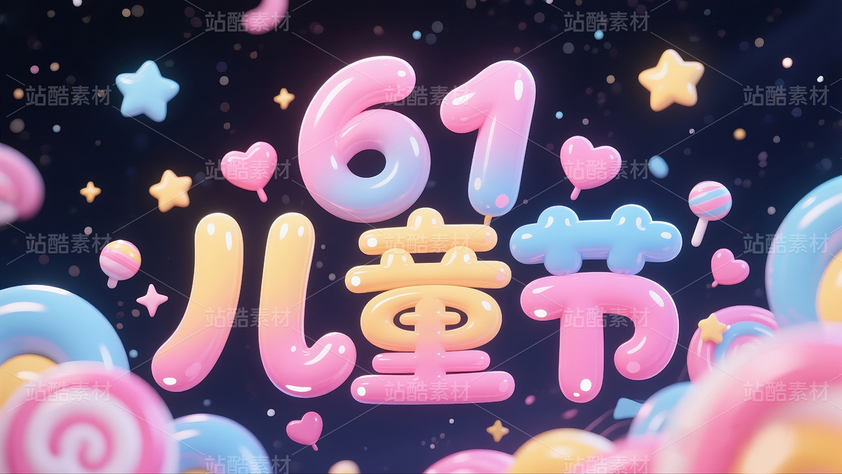 儿童节，圆润泡泡糖果渐变填充立体字，小星星，爱心（主预览-9778824） - 未分类 - 站酷设计师caimidoudou原创素材 - 站酷ZCOOL