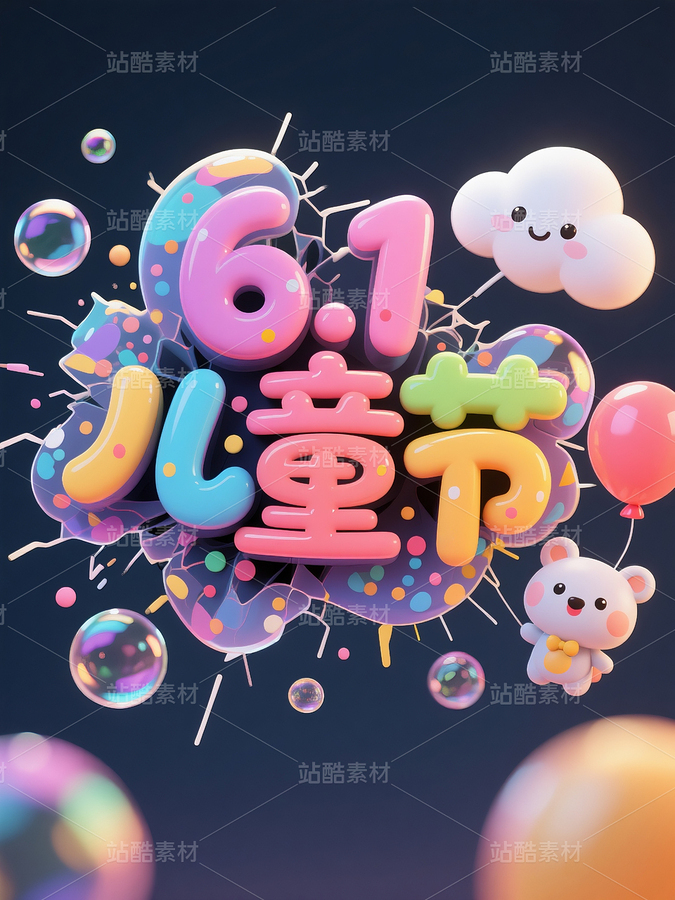 儿童节，圆润泡泡糖果渐变填充立体字，小星星，爱心（主预览-9778823） - 未分类 - 站酷设计师caimidoudou原创素材 - 站酷ZCOOL