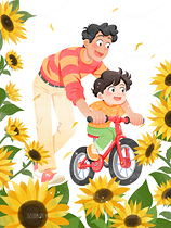 爸爸陪孩子學騎自行車（導航-9856415） - 未分類 - 站酷設計師SYF朝生原創(chuàng)素材 - 站酷ZCOOL