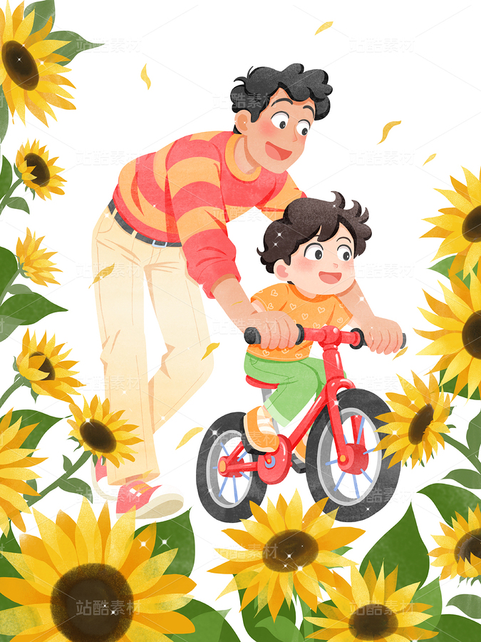 爸爸陪孩子學騎自行車（主預覽-9856415） - 未分類 - 站酷設計師SYF朝生原創(chuàng)素材 - 站酷ZCOOL