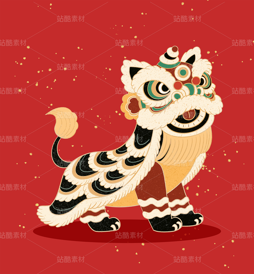 喜慶中國風舞獅插畫（主預覽-9871128） - 未分類 - 站酷設計師之一丶Design原創(chuàng)素材 - 站酷ZCOOL
