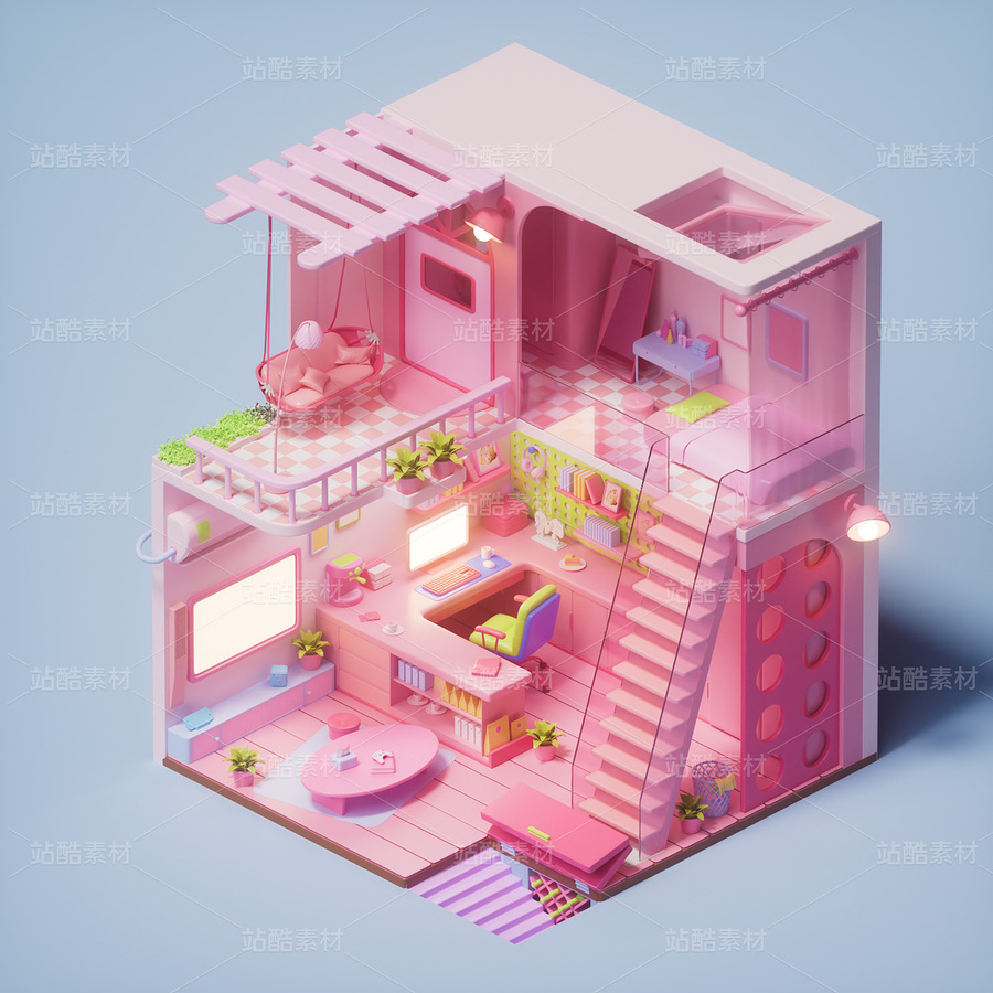 C4D粉色小房間（主預(yù)覽-9931847） - 未分類 - 站酷設(shè)計師我就是NiaoNiao原創(chuàng)素材 - 站酷ZCOOL