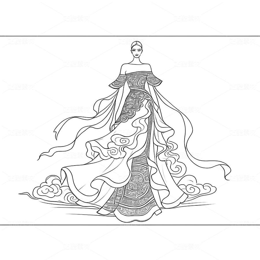 敦煌藻井纹样高定礼服设计手稿（主预览-9978587） - 未分类 - 站酷设计师欲阳城原创素材 - 站酷ZCOOL