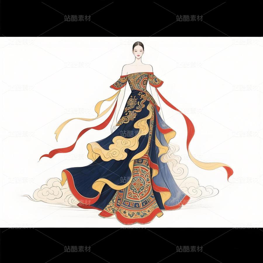 敦煌藻井纹样高定礼服设计手稿（主预览-9978588） - 未分类 - 站酷设计师欲阳城原创素材 - 站酷ZCOOL