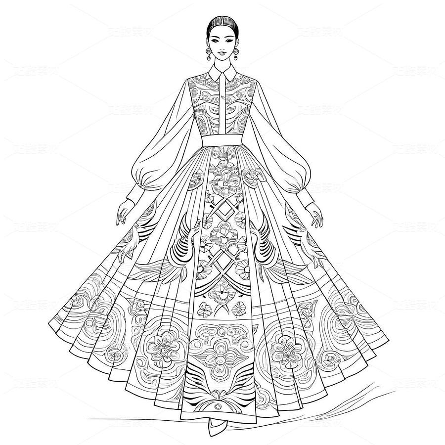 敦煌藻井纹样高定礼服设计手稿（主预览-9979169） - 未分类 - 站酷设计师欲阳城原创素材 - 站酷ZCOOL