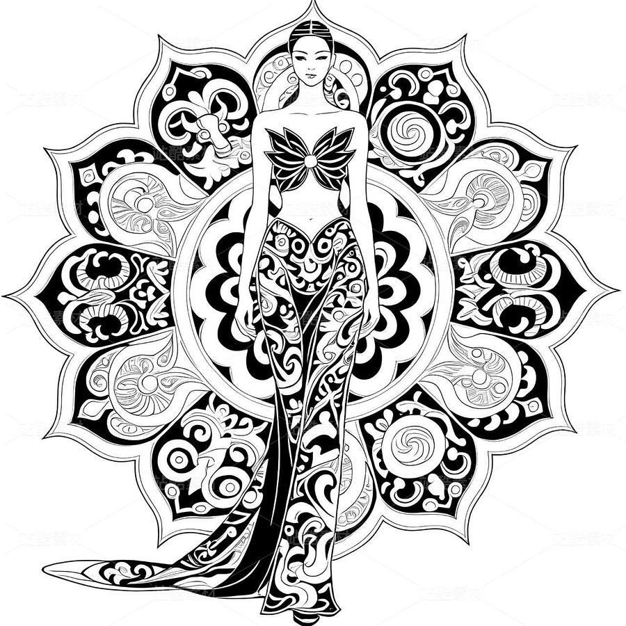 敦煌藻井纹样高定礼服设计手稿（主预览-9979173） - 未分类 - 站酷设计师欲阳城原创素材 - 站酷ZCOOL