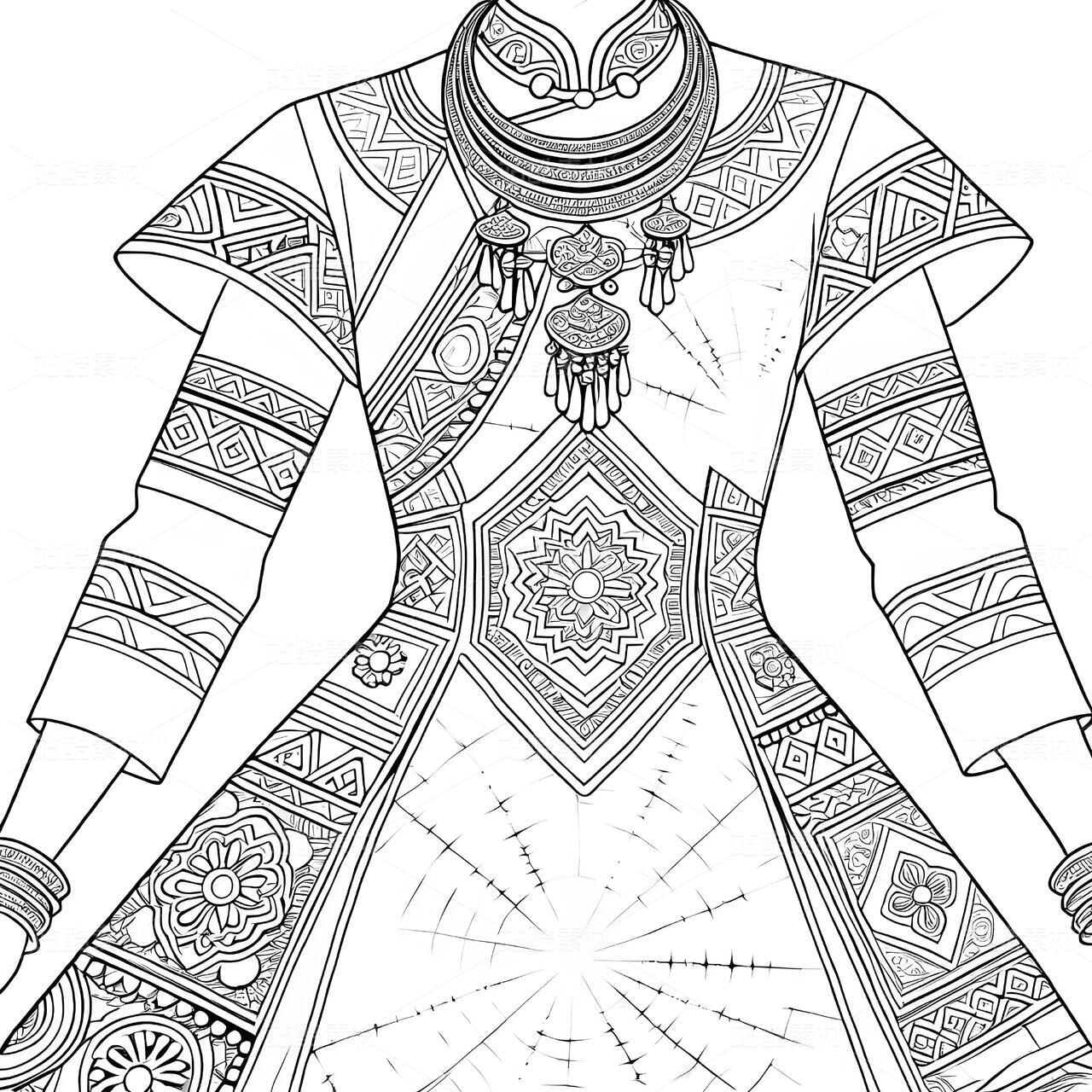 高定苗族扎染礼服设计手稿