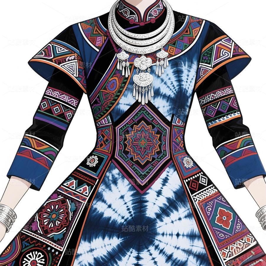 高定苗族扎染礼服设计手稿(主预览-9979438) - 未分类 - 站酷设计师欲阳城原创素材 - 站酷ZCOOL