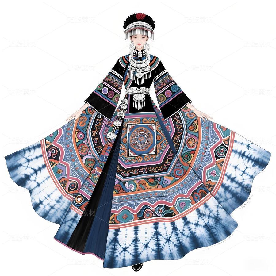 高定苗族扎染礼服设计手稿(主预览-9979440) - 未分类 - 站酷设计师欲阳城原创素材 - 站酷ZCOOL