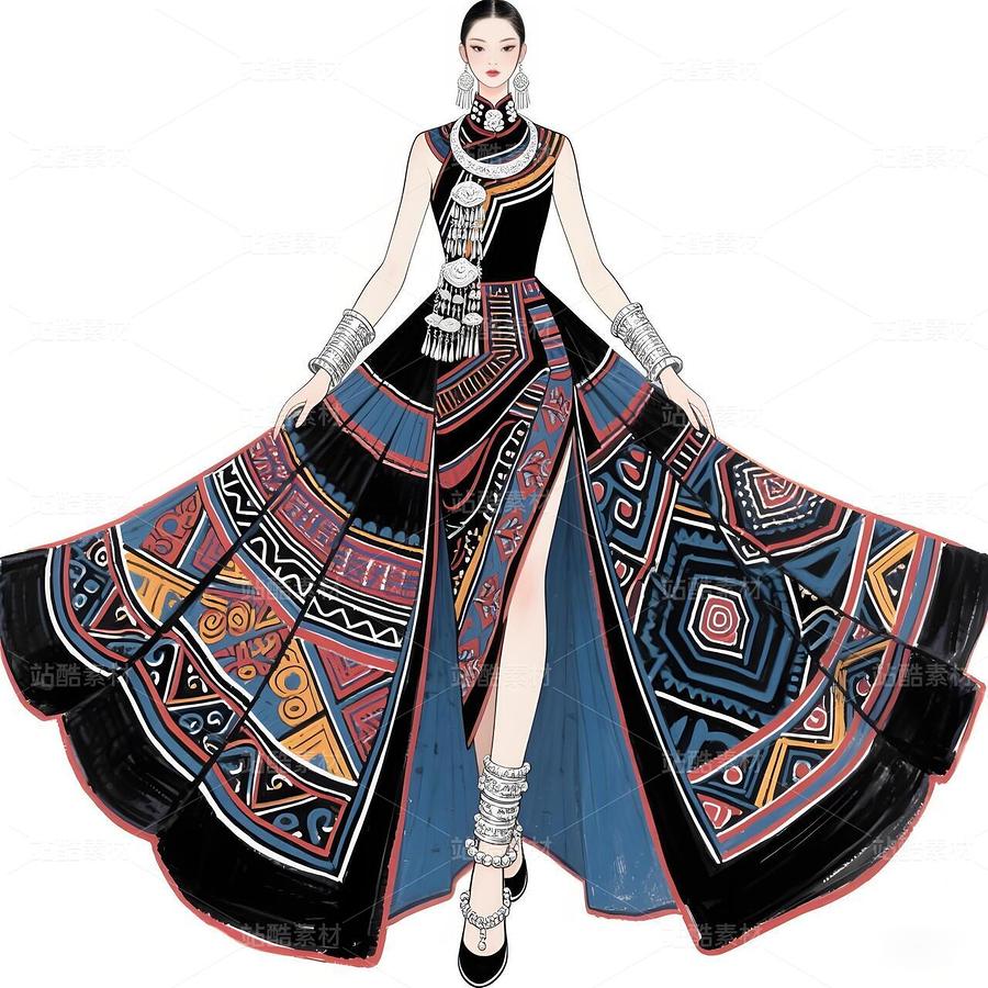 高定苗族蠟染禮服設計手稿（蠟染系列）（主預覽-9979505） - 未分類 - 站酷設計師欲陽城原創(chuàng)素材 - 站酷ZCOOL