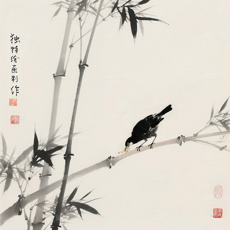 水墨花鸟画水墨竹子国画花鸟水墨画国画花鸟装饰画（主预览-9982451） - 未分类 - 站酷设计师独创绘画工作室原创素材 - 站酷ZCOOL