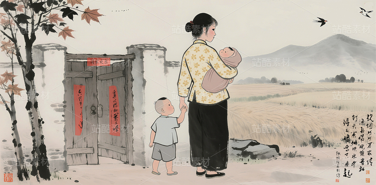 国画水墨人物画江南风景画水墨人物画水墨江南水乡山乡（主预览-9982456） - 未分类 - 站酷设计师独创绘画工作室原创素材 - 站酷ZCOOL