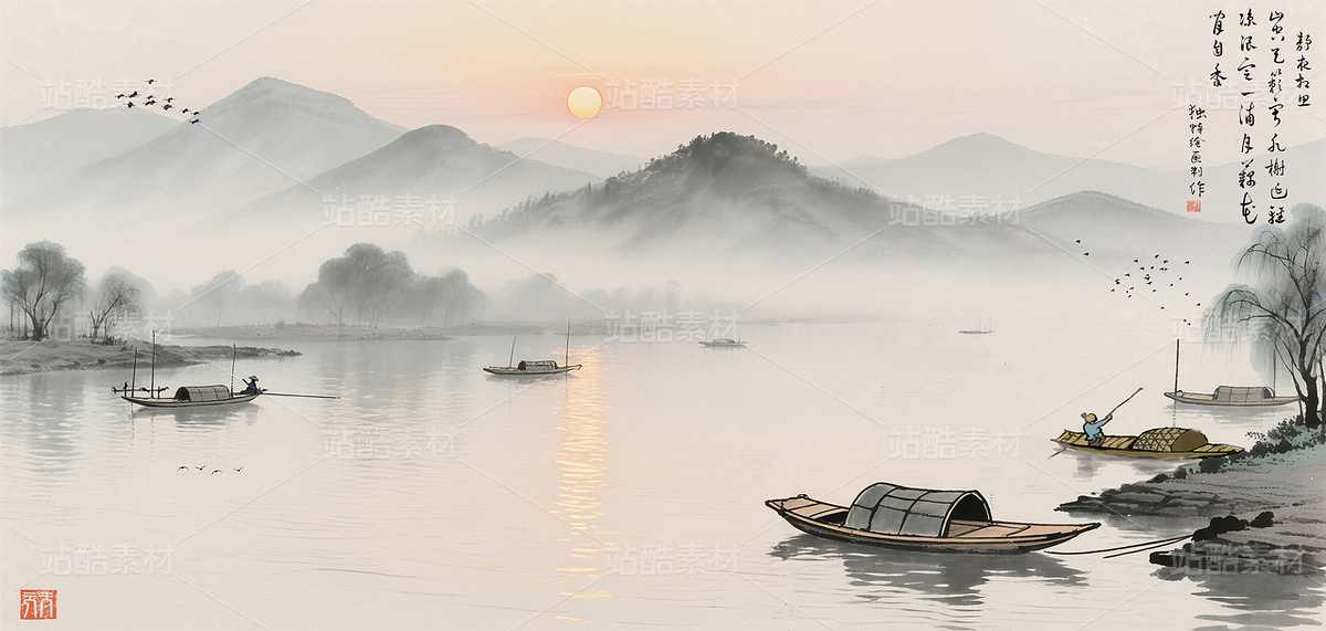 水墨江南风景画意境山水装饰画客厅水墨山水装饰画（主预览-9982469） - 未分类 - 站酷设计师独创绘画工作室原创素材 - 站酷ZCOOL