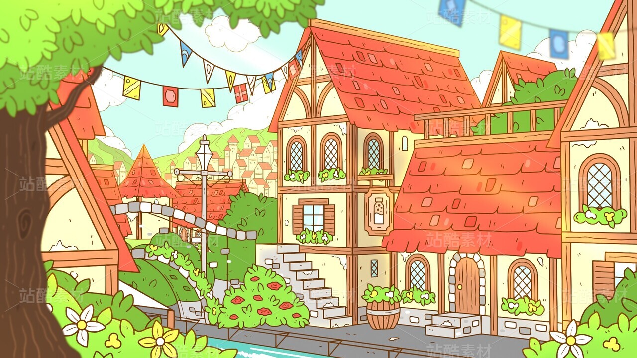 Blender三渲二小镇场景