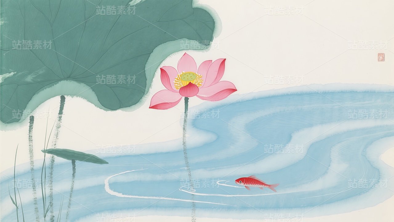 水墨风格夏季主题插画69