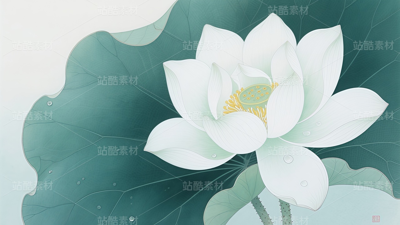 水墨风格夏季主题插画78