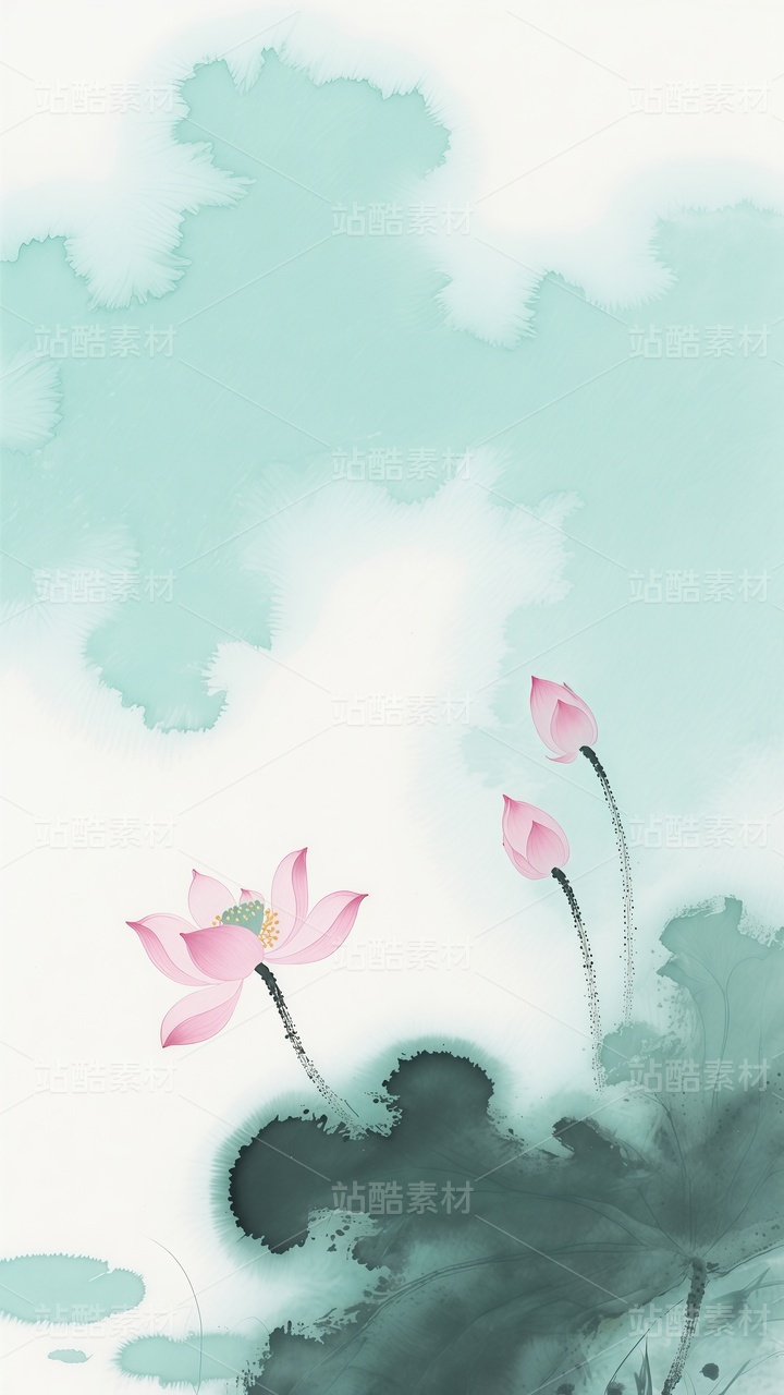 水墨风格夏季主题插画100