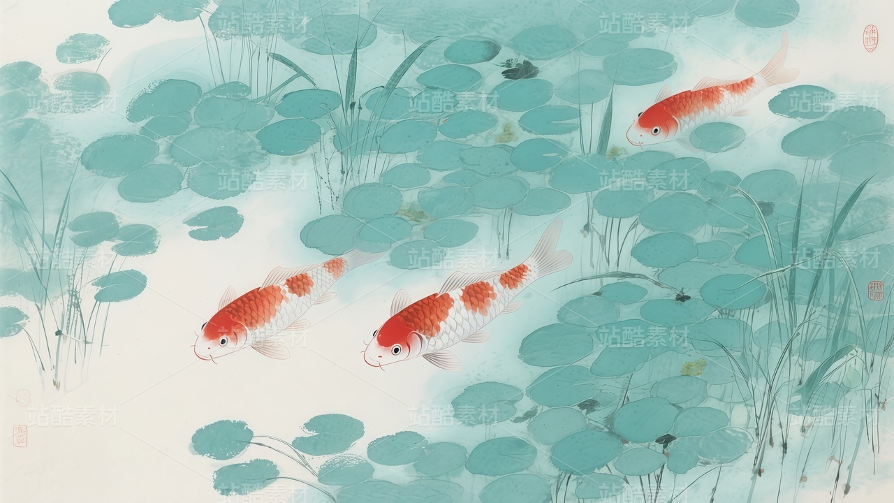 水墨风格夏季主题插画75