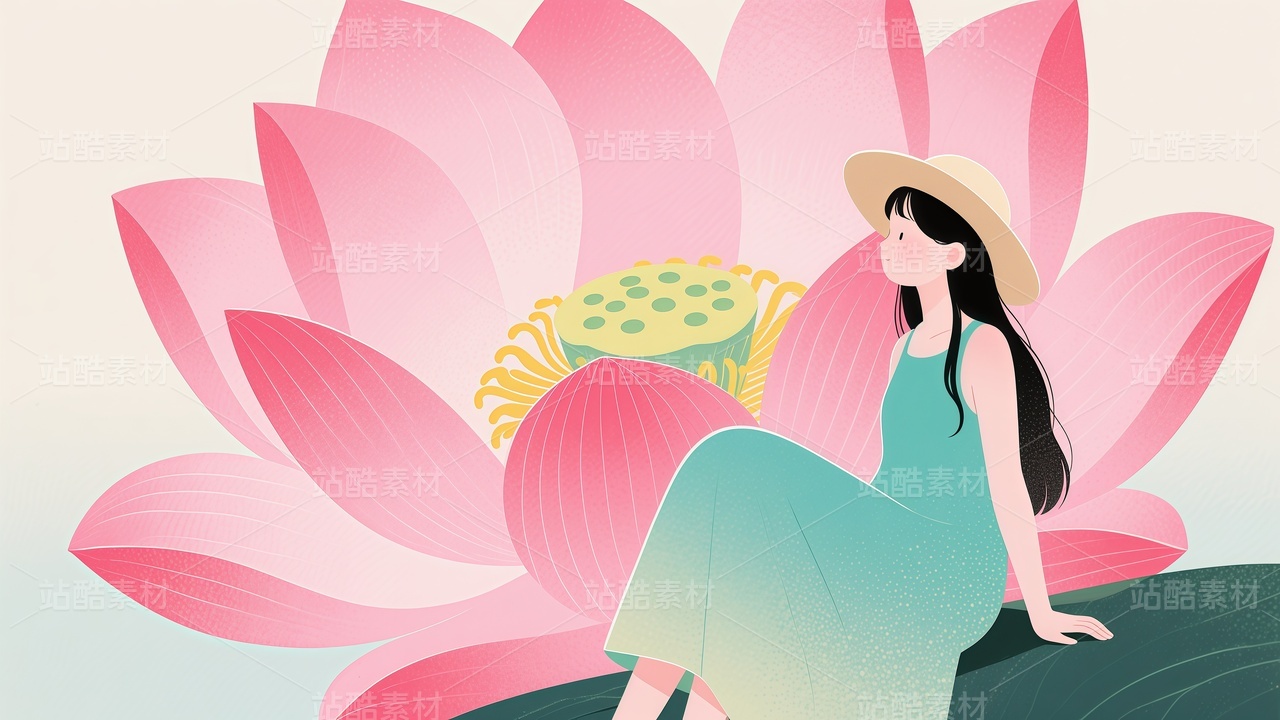 荷花插画