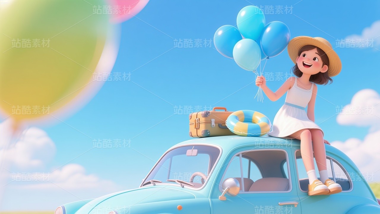 3D风格夏季旅行插画9