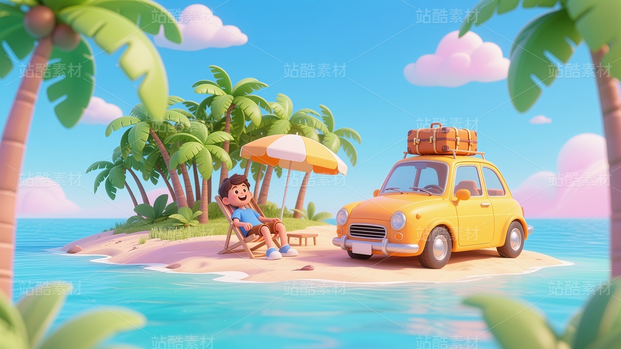 3D风格夏季旅行插画22
