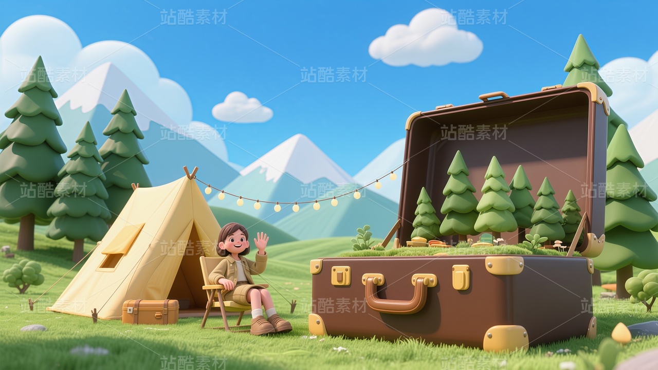 3D风格夏季旅行插画27