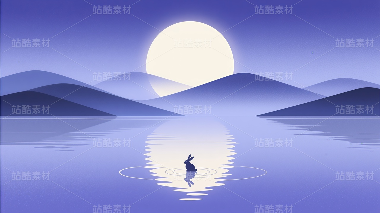 极简意境中秋节插画背景18