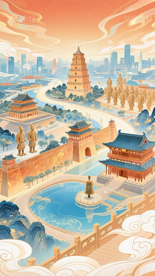 西安城市插畫 (24)（主預(yù)覽-9988524） - 未分類 - 站酷設(shè)計(jì)師站酷素材原創(chuàng)素材 - 站酷ZCOOL