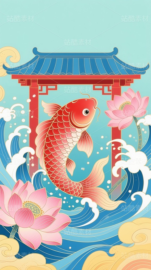 國(guó)風(fēng)錦鯉插畫36（主預(yù)覽-9989454） - 未分類 - 站酷設(shè)計(jì)師站酷素材原創(chuàng)素材 - 站酷ZCOOL