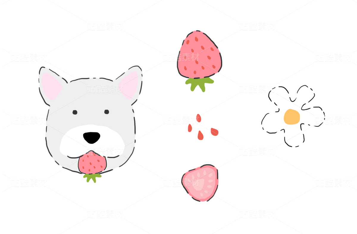 西高地小狗吃草莓手繪清新風(fēng)四方連續(xù)圖案（主預(yù)覽-9989636） - 未分類(lèi) - 站酷設(shè)計(jì)師暴走的團(tuán)子原創(chuàng)素材 - 站酷ZCOOL