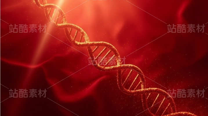 红金粒子风 DNA 双螺旋背景图