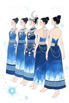 藍(lán)染回紋繪新篇：五姝演繹東方摩登（導(dǎo)航-10009676） - 未分類 - 站酷設(shè)計(jì)師欲陽城原創(chuàng)素材 - 站酷ZCOOL