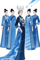 藍(lán)染回紋繪新篇：五姝演繹東方摩登（導(dǎo)航-10009678） - 未分類 - 站酷設(shè)計(jì)師欲陽城原創(chuàng)素材 - 站酷ZCOOL