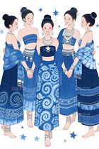 藍(lán)染回紋繪新篇：五姝演繹東方摩登（導(dǎo)航-10009683） - 未分類 - 站酷設(shè)計(jì)師欲陽城原創(chuàng)素材 - 站酷ZCOOL