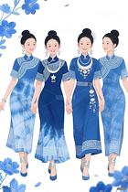 藍(lán)染回紋繪新篇：五姝演繹東方摩登（導(dǎo)航-10009679） - 未分類 - 站酷設(shè)計(jì)師欲陽城原創(chuàng)素材 - 站酷ZCOOL