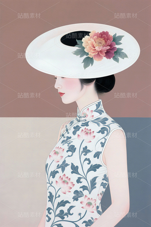 民国穿旗袍女人新中式装饰画服装杂志封面画（主预览-10086234） - 未分类 - 站酷设计师独创绘画工作室原创素材 - 站酷ZCOOL