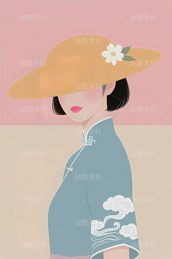新中式装饰画服装杂志封面画民国穿旗袍女人（主预览-10086238） - 未分类 - 站酷设计师独创绘画工作室原创素材 - 站酷ZCOOL