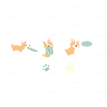 边牧玩飞盘炭笔手绘风PS分层四方连续图案（导航-10087633） - 未分类 - 站酷设计师暴走的团子原创素材 - 站酷ZCOOL